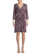 Calvin Klein Printed Hardware Cinch Faux Wrap Dress