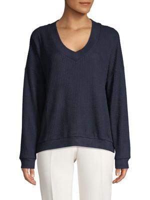 Olive & Oak Waffle-knit V-neck Sweater