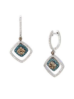 Le Vian Exotics 14k Vanilla Gold, Chocolate Diamond, Iced Blueberry Diamond And Vanilla Diamond Drop Earrings