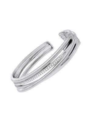 Ripka Eternity Sterling Silver White Topaz Cuff Bracelet