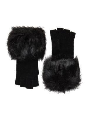 Michael Michael Kors Faux-fur Fingerless Knit Gloves