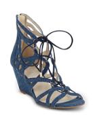 Kenneth Cole New York Dylan Leather Lace-up Wedge Sandals