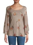 Lucky Brand Floral Layered Bell Sleeve Tee