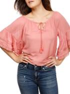 Lucky Brand Plus Woven Flare Sleeve Top