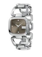 G-gucci Diamond & Stainless Steel Open-link Bracelet Watch