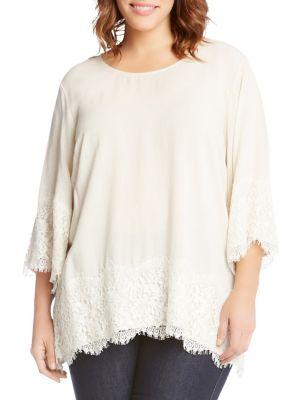 Karen Kane Plus Lace Border Top