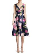 Eliza J Pleated Floral Fit-&-flare Dress