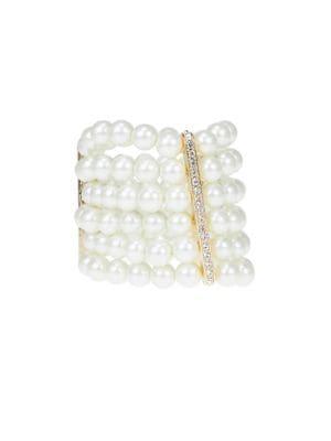 Kenneth Jay Lane White Faux Pearl Bracelet