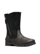 Sorel Emilie Foldover Faux-shearling Leather And Suede Winter Boots