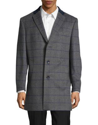 Tallia Orange Wool-blend Windowpane Topcoat