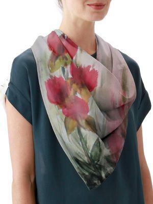 Vida Flowers In The Wind Silk Square Scarf