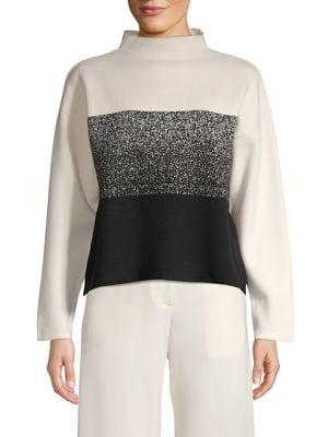 Anne Klein Colorblock Mockneck Sweater