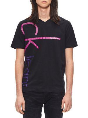 Calvin Klein Jeans Vertical Calvin V-neck Cotton Tee