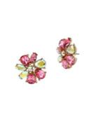 Betsey Johnson Paradise Lost Crystal Floral Stud Earrings