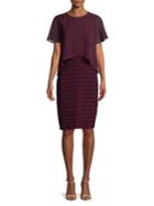 Betsy & Adam Chiffon Overlayed Sheath Dress