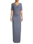 Adrianna Papell Ruched Metallic Knit Gown