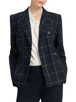 Donna Karan Window Plaid Linen Blazer