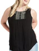 Lucky Brand Plus Plus Embellished Sleeveless Top