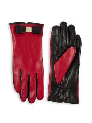 Kate Spade New York Bow Colorblock Leather Tech Gloves