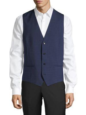 Hugo Wool Button-front Tonal Suit Vest