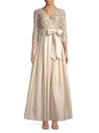 Eliza J Pleated Lace Ball Gown