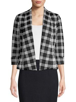 Nipon Boutique Plaid Open Front Blazer
