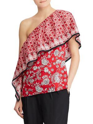 Lauren Ralph Lauren Overlay One-shoulder Top