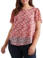 Lucky Brand Plus Floral-print Woven Top