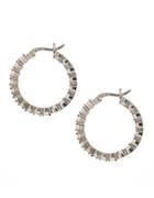 Lord & Taylor Sterling Silver And Cubic Zirconia Hoop Earrings