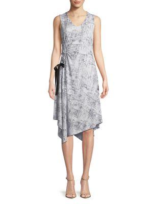 Ellen Tracy Printed Side Ruched Dress
