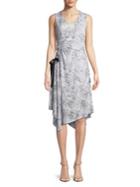 Ellen Tracy Printed Side Ruched Dress