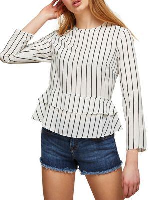 Miss Selfridge Striped Peplum Top