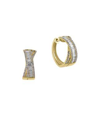 Effy D Oro Diamond And 14k Yellow Gold Earrings