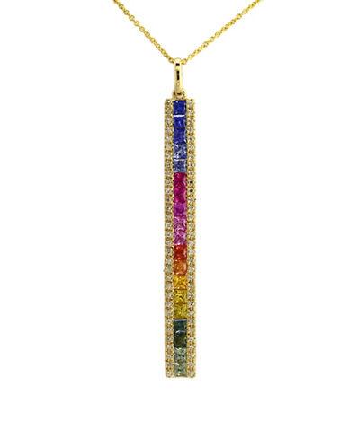 Effy Watercolor Diamonds, Sapphire And 14k Yellow Gold Pendant Necklace