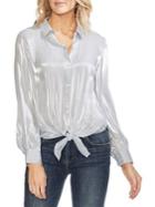 Vince Camuto Ethereal Dawn Striped Organza Button-down Shirt