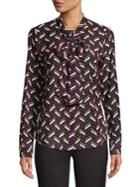 Michael Michael Kors Tied-neck Chevron-print Blouse