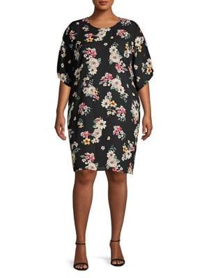 Vince Camuto Plus Plus Floral Dolman-sleeve Dress