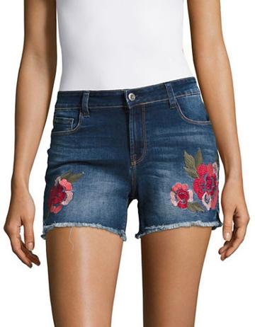 Kensie Jeans Embroidered Cut-off Jean Shorts
