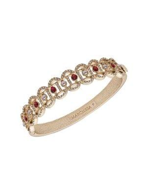 Marchesa Goldtone, Faux Pearl & Crystal Filigree Bangle Bracelet