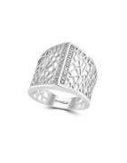 Effy 925 Sterling Silver And Diamond Geometric Ring