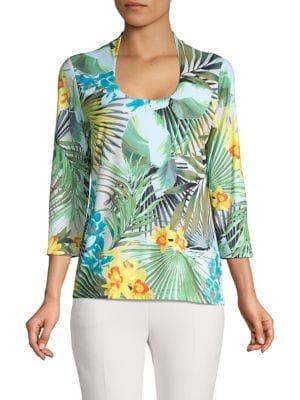 Context Tropical Palms Scoopneck Top