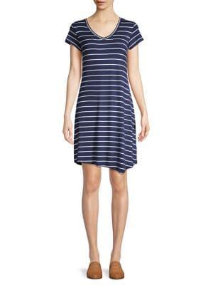 Marc New York Performance Striped V-neck Shirt Dress