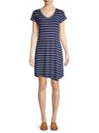 Marc New York Performance Striped V-neck Shirt Dress