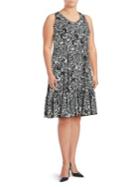 Gabby Skye Plus Crochet-back Pleated Paisley Dress