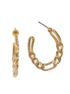 Christian Siriano Gold Tone & Crystal Frozen Chain C-hoop Earrings