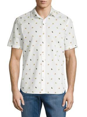 Black Brown Avocado Printed Button-down Shirt