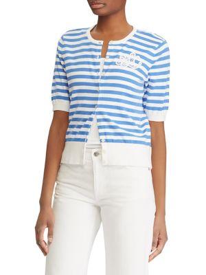 Lauren Ralph Lauren Monogram Striped Cardigan
