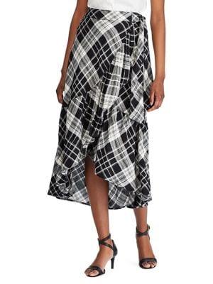 Lauren Ralph Lauren Plaid Ruffled Asymmetrical Skirt