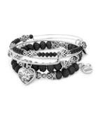 Alex And Ani Heart Expandable Crystal Charm Bracelet Set