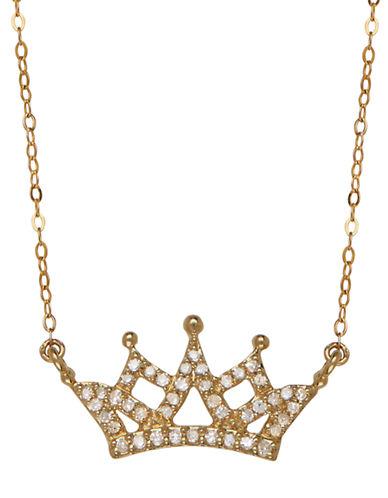 Lord & Taylor 14k Yellow Gold Diamond Crown Necklace